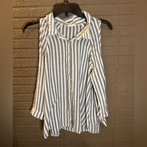 Pink Rose Gray Striped Blouse
